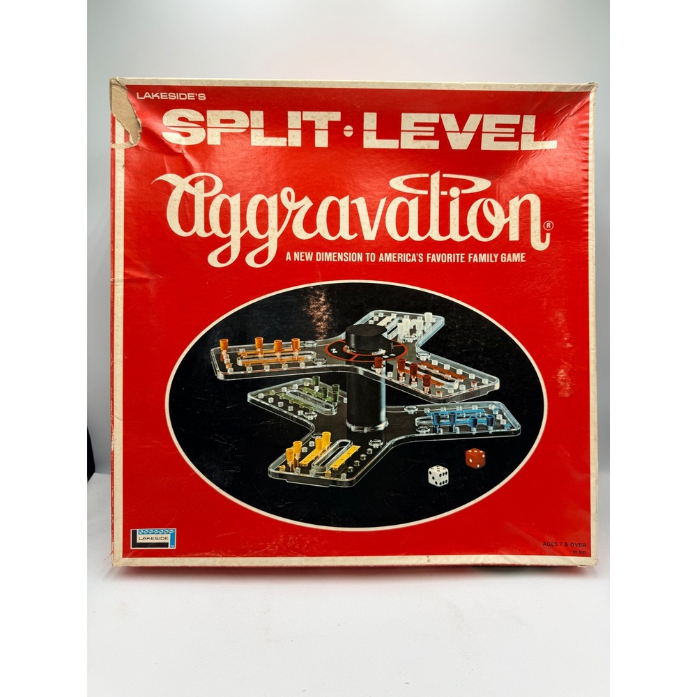 Lakeside Split-Level Aggravation Board Game OS Red Good Vintage 3D